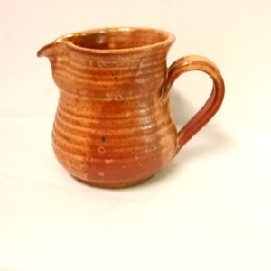 Clay Pottery Pitcher Hand-Painted Drip Glaze Stone Miniature Signed 4 "